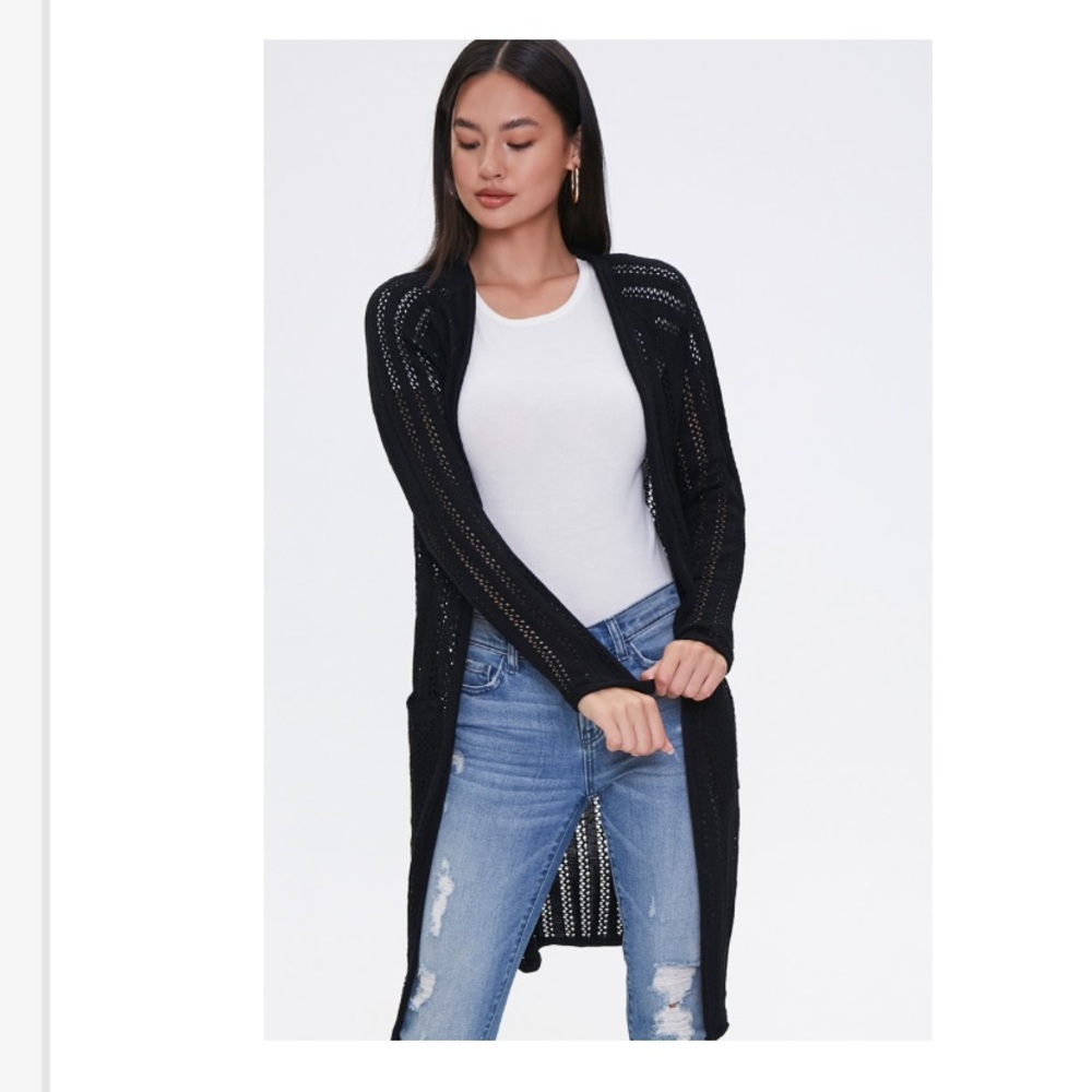 Open-Knit Cardigan Sweater